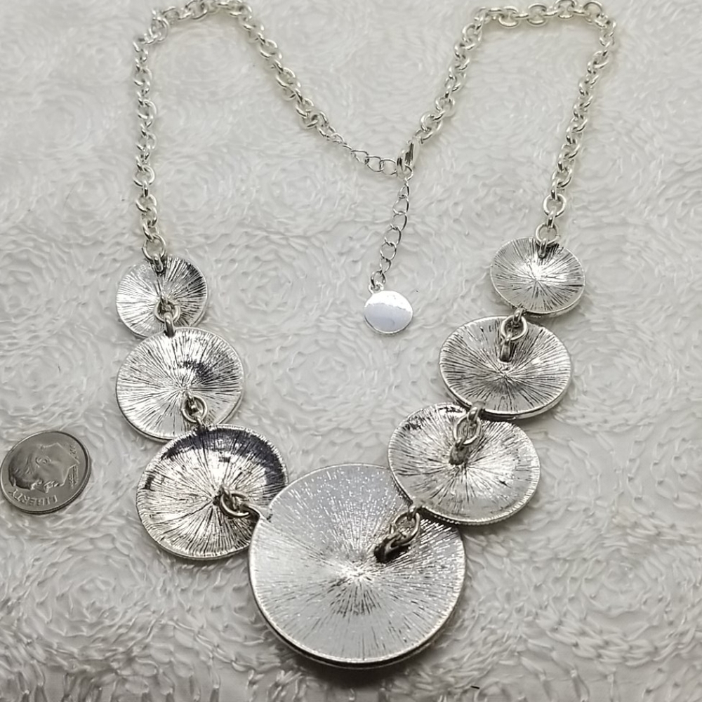COPY - Dana Buchman Circle Bib Silver Necklace Earring - Picture 7 of 10